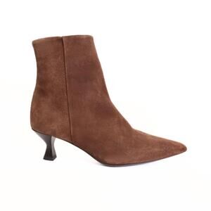NEW PAVEMENT women's wilma suede heeled booties in brown